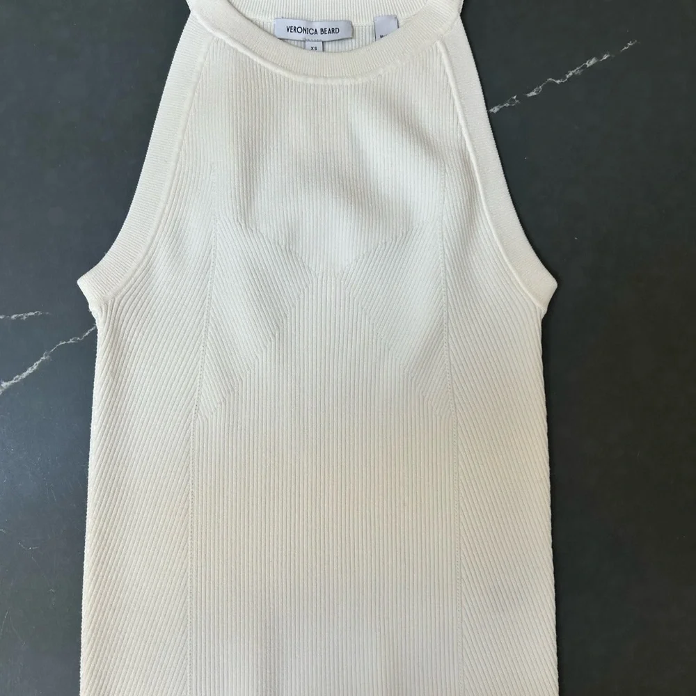 Veronica Beard White Ribbed Halter Tank Top - Picture 3 of 6